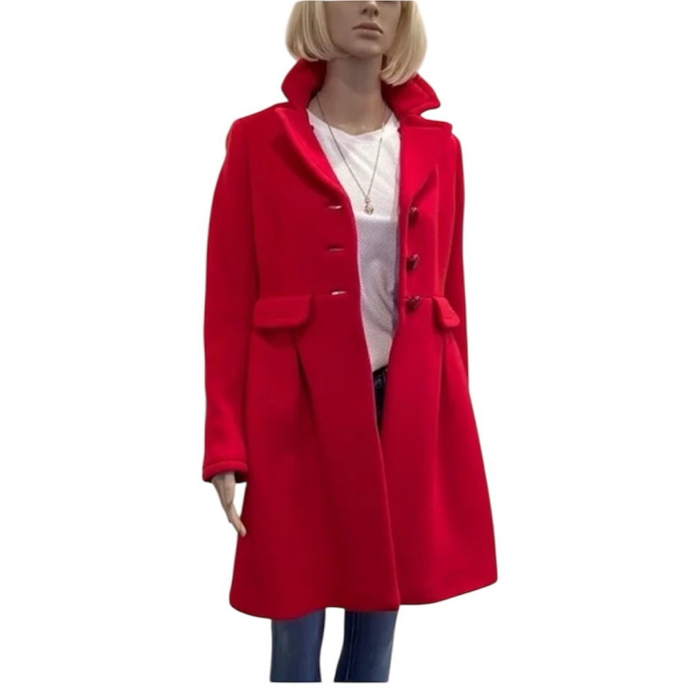 Kate Spade Womens Red Pea Wool Winter Coat Size 0 - Picture 10 of 11